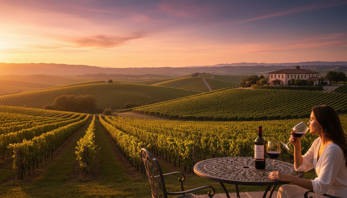 Vinhedos ao pôr do sol